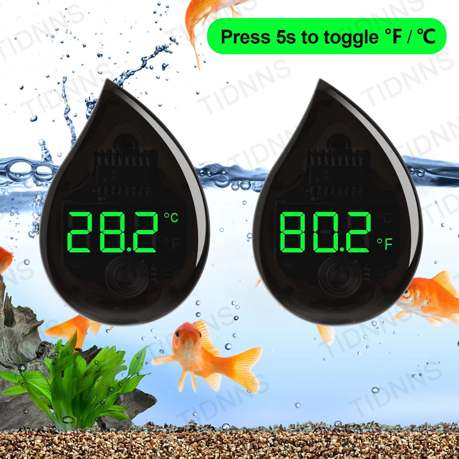 Marine Aquarium Glue - Thermomètre numérique LCD auto-adhésif pour aquarium,