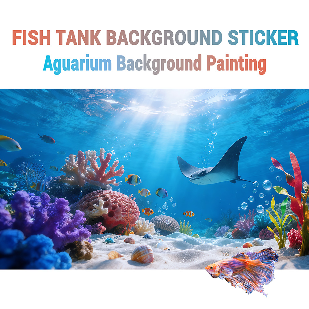Marine Aquarium Glue - Autocollant de fond d'aquarium, Corail Soleil,